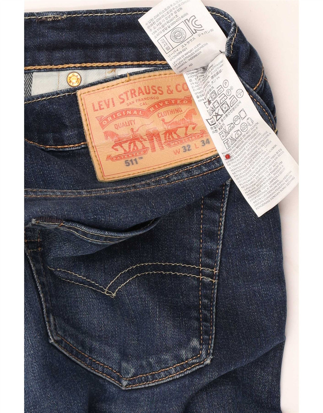Levi's Herre 511 Slim Jeans W32 L34 Marineblå Bomuld