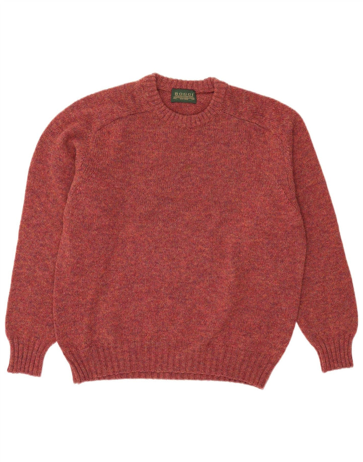 Boggi herre rund hals sweater medium rødbrun uld