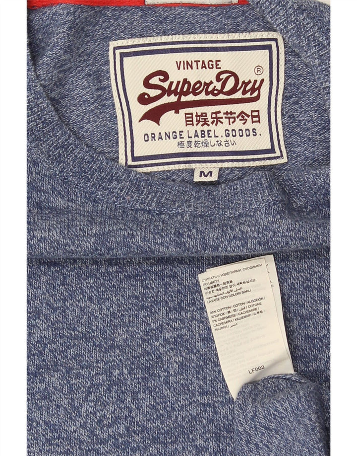 Superdry trøjetrøje til mænd med rund hals, mellemblå flækket bomuld