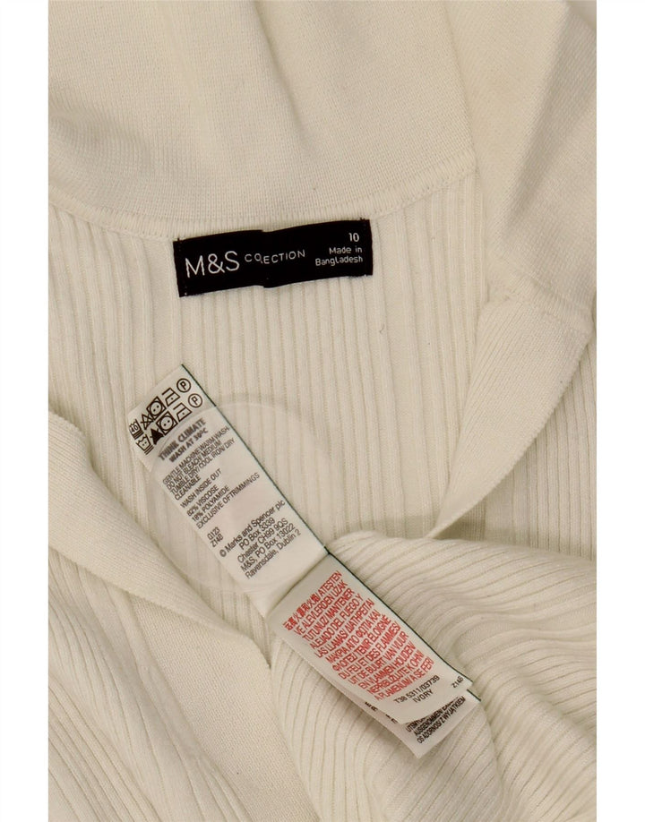 Marks & Spencer langærmet polotrøje til kvinder UK 10 Small White Viscose