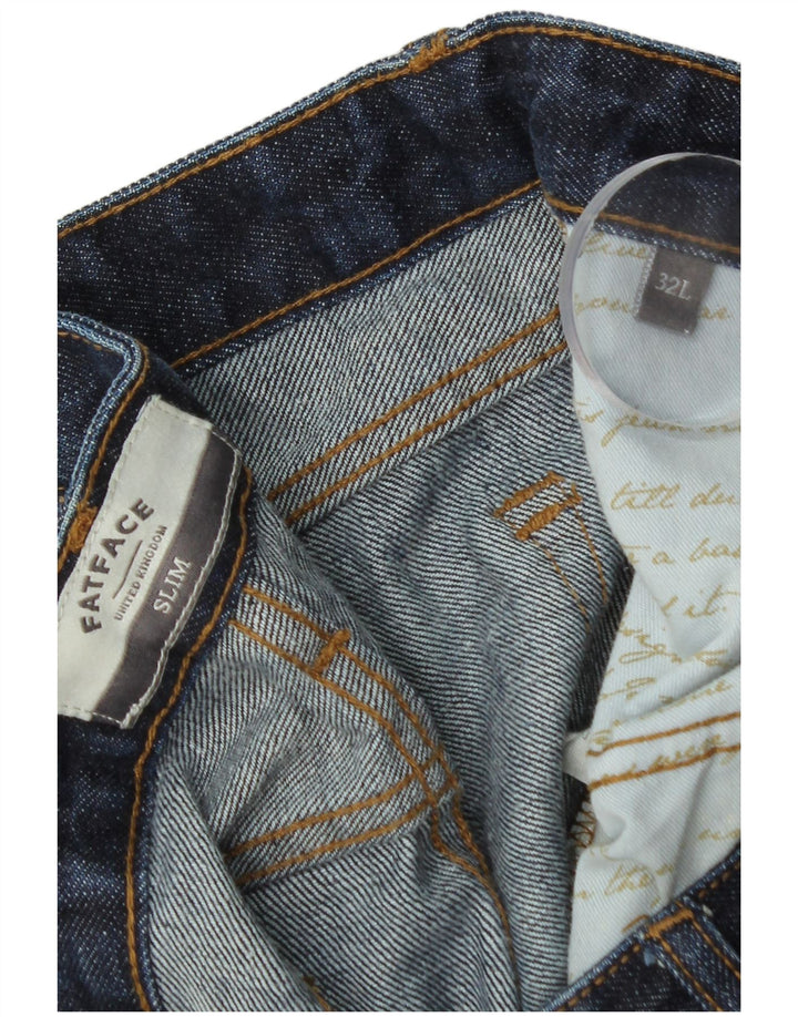 Fat Face Herre Slim Jeans W32 L34 Marineblå Bomuld