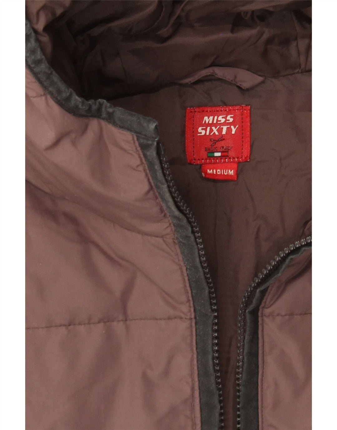 Miss Sixty Womens hættepolstret frakke UK 14 medium lilla
