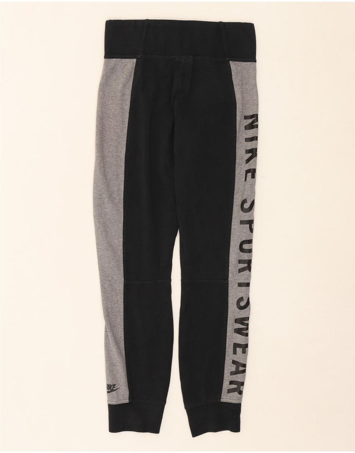 NIKE Womens Graphic Tracksuit Trousers Joggers Large  Black Colourblock Vintage Nike and Second-Hand Nike from Messina Hembry 