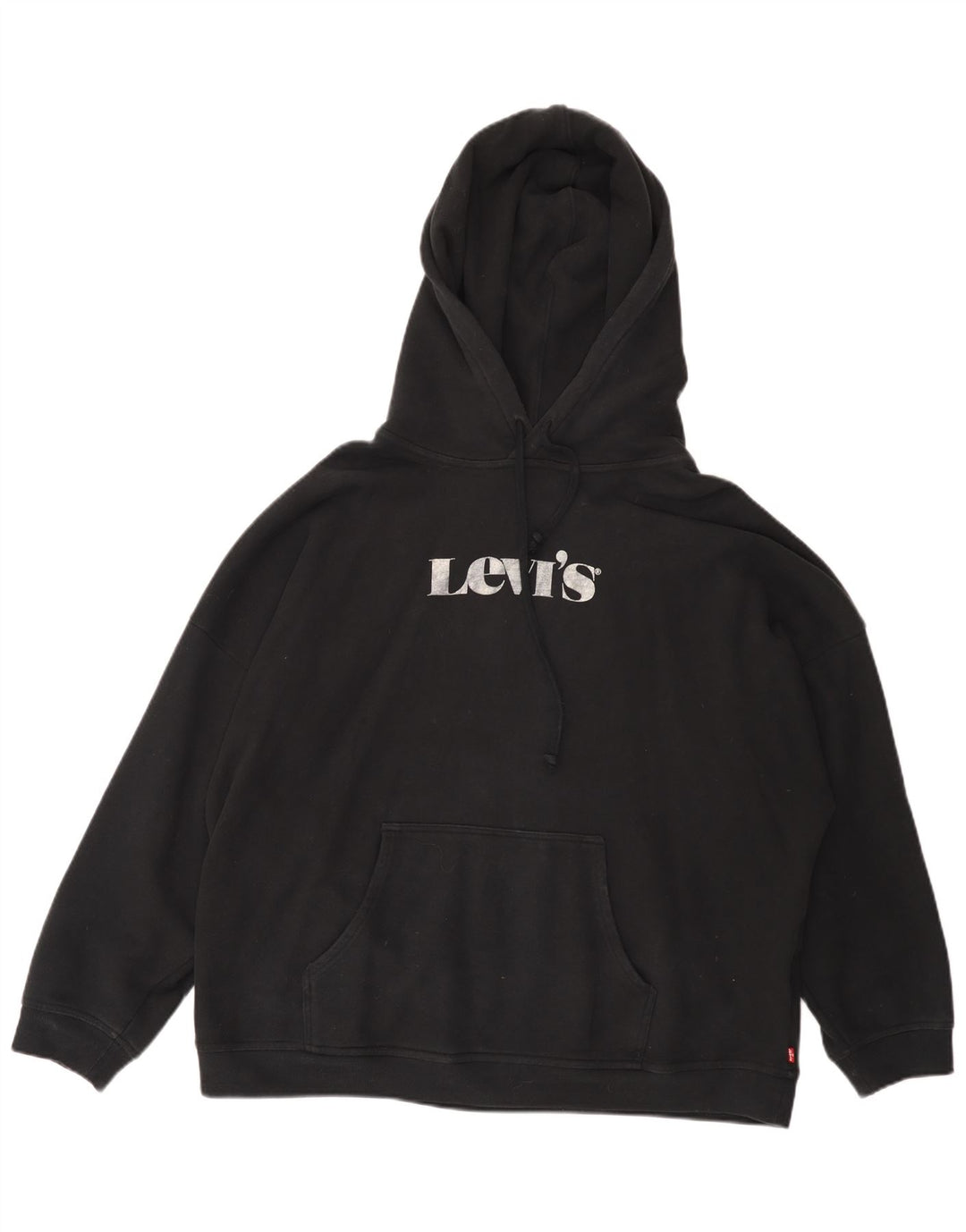 LEVI'S Grafisk hættetrøjetrøje til kvinder i overstørrelse UK 16 Stor sort bomuld