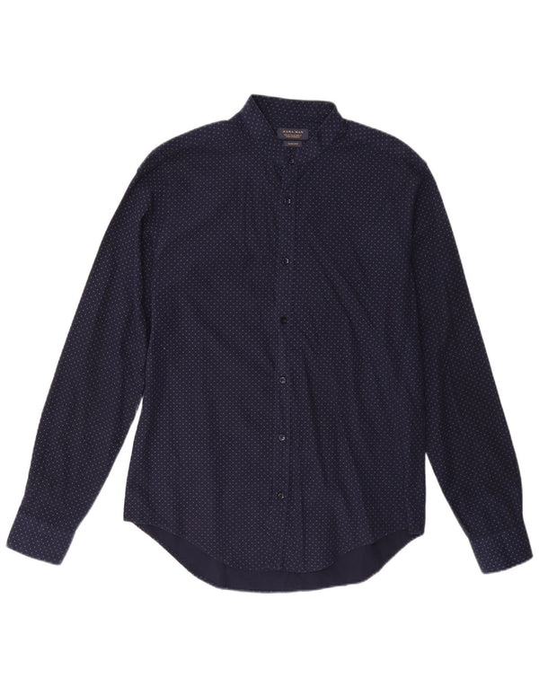 Zara Herre Slim Fit skjorte Medium marineblå plettet bomuld