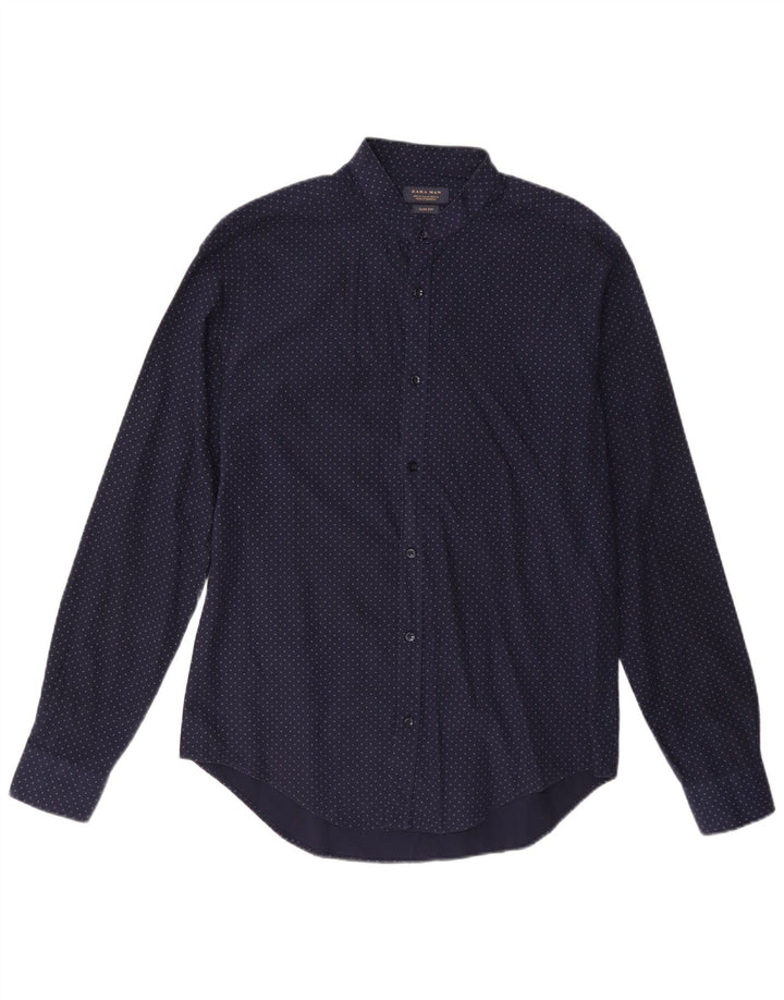 Zara Herre Slim Fit skjorte Medium marineblå plettet bomuld