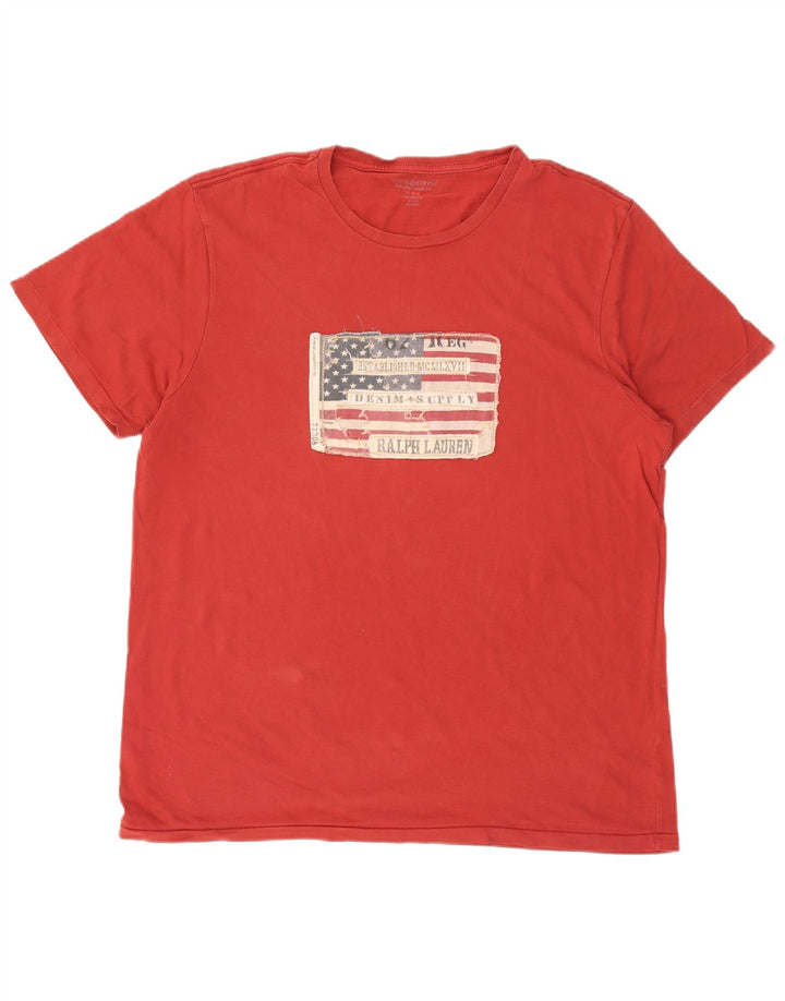Ralph Lauren Herre Grafisk T-Shirt Top 2XL Rød