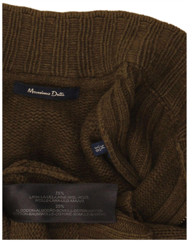 MASSIMO DUTTI Herre cardigan sweater Medium Khaki Wool