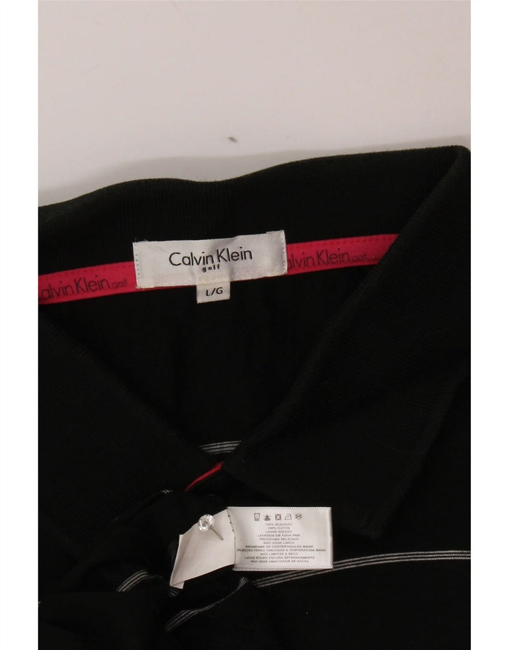 CALVIN KLEIN Herre poloshirt Stor sort stribet bomuld