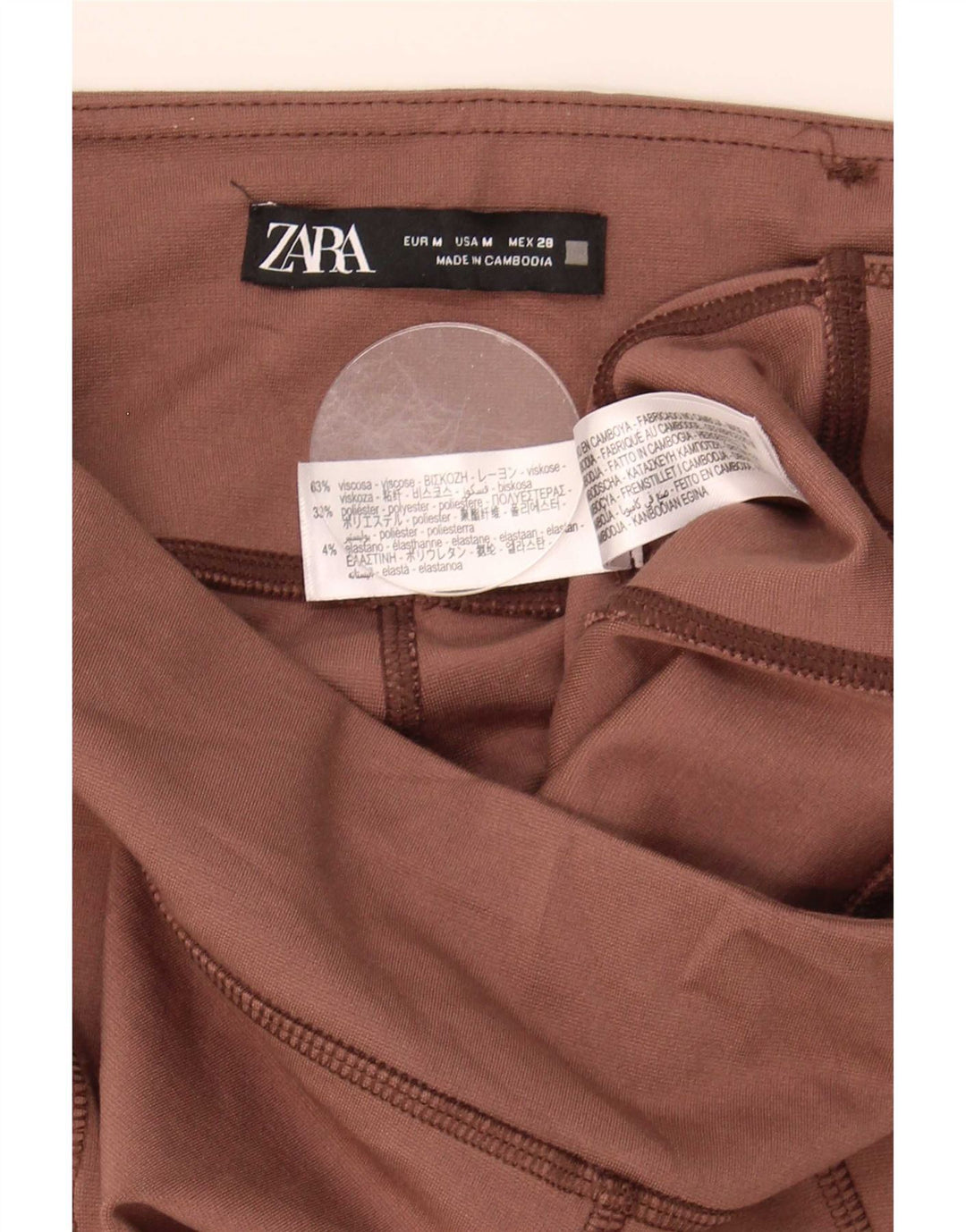 Zara Dame Leggings Medium W28 L29 Brun Viscose