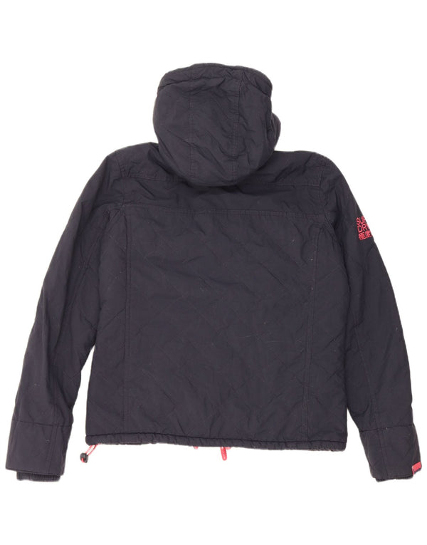 Superdry Windcheater vindjakke med hætte til kvinder UK 16 Large Navy Blue