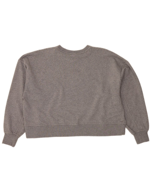 NIKE Dame Oversized Grafisk Crop Sweatshirt Jumper UK 16 Large Grå