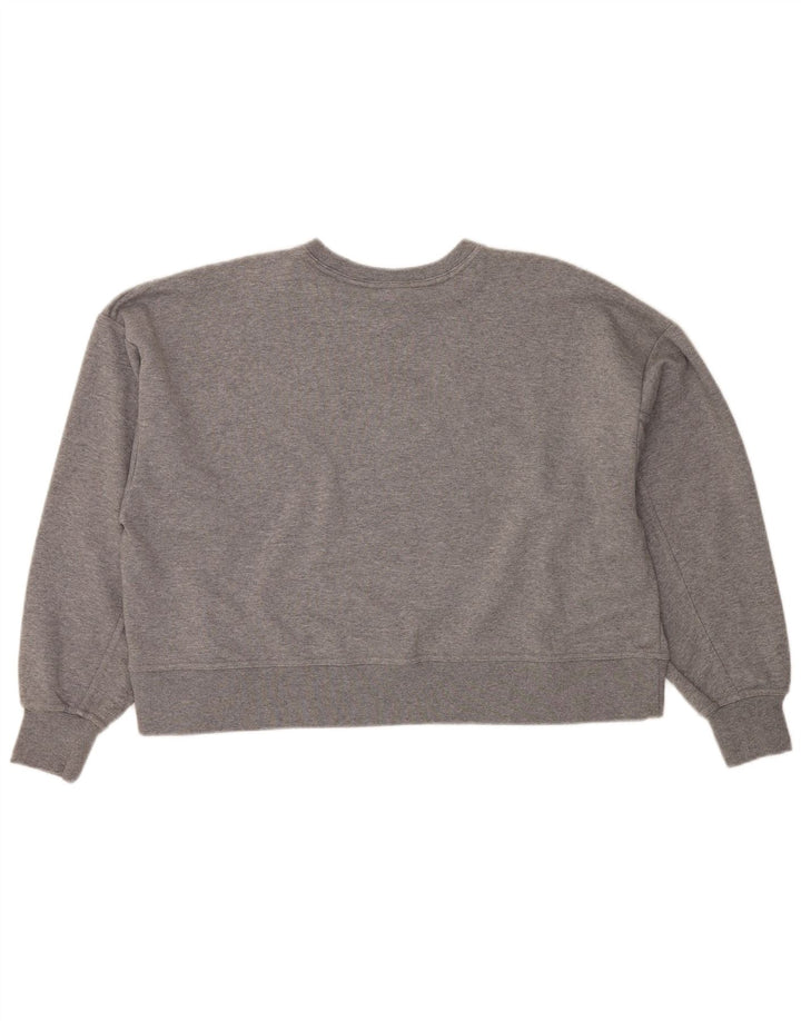 NIKE Dame Oversized Grafisk Crop Sweatshirt Jumper UK 16 Large Grå