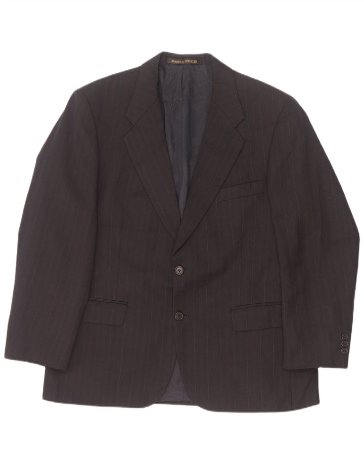 Marks & Spencer Herre 2-knaps blazerjakke EU 52/54 4XL sort nålestribe