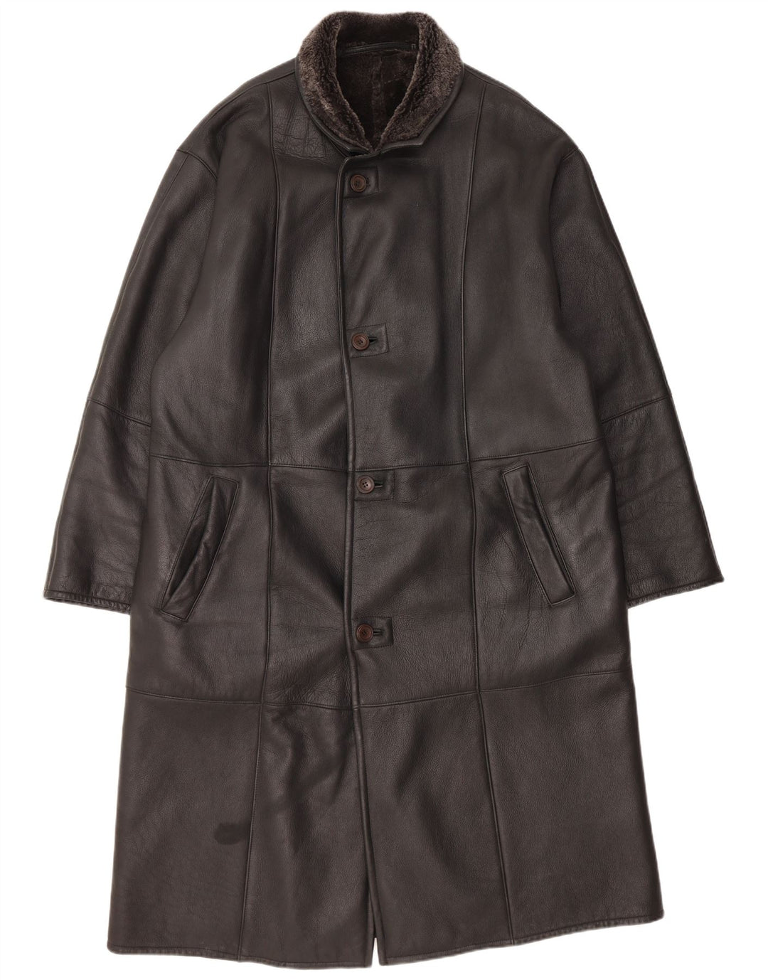 Bugatti Herre Shearling Overfrakke EU 56 3XL Sort Læder