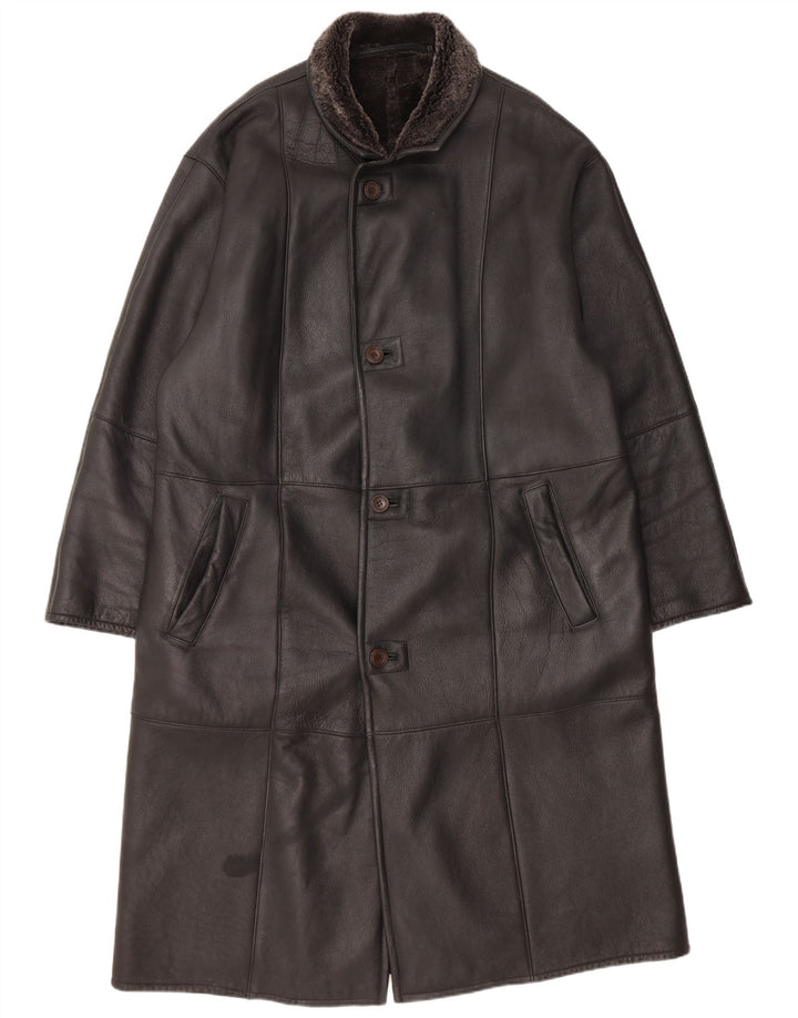 Bugatti Herre Shearling Overfrakke EU 56 3XL Sort Læder