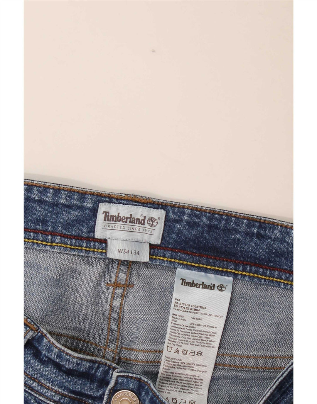 Timberland Mens Slim Jeans W34 L34 Blå Bomuld