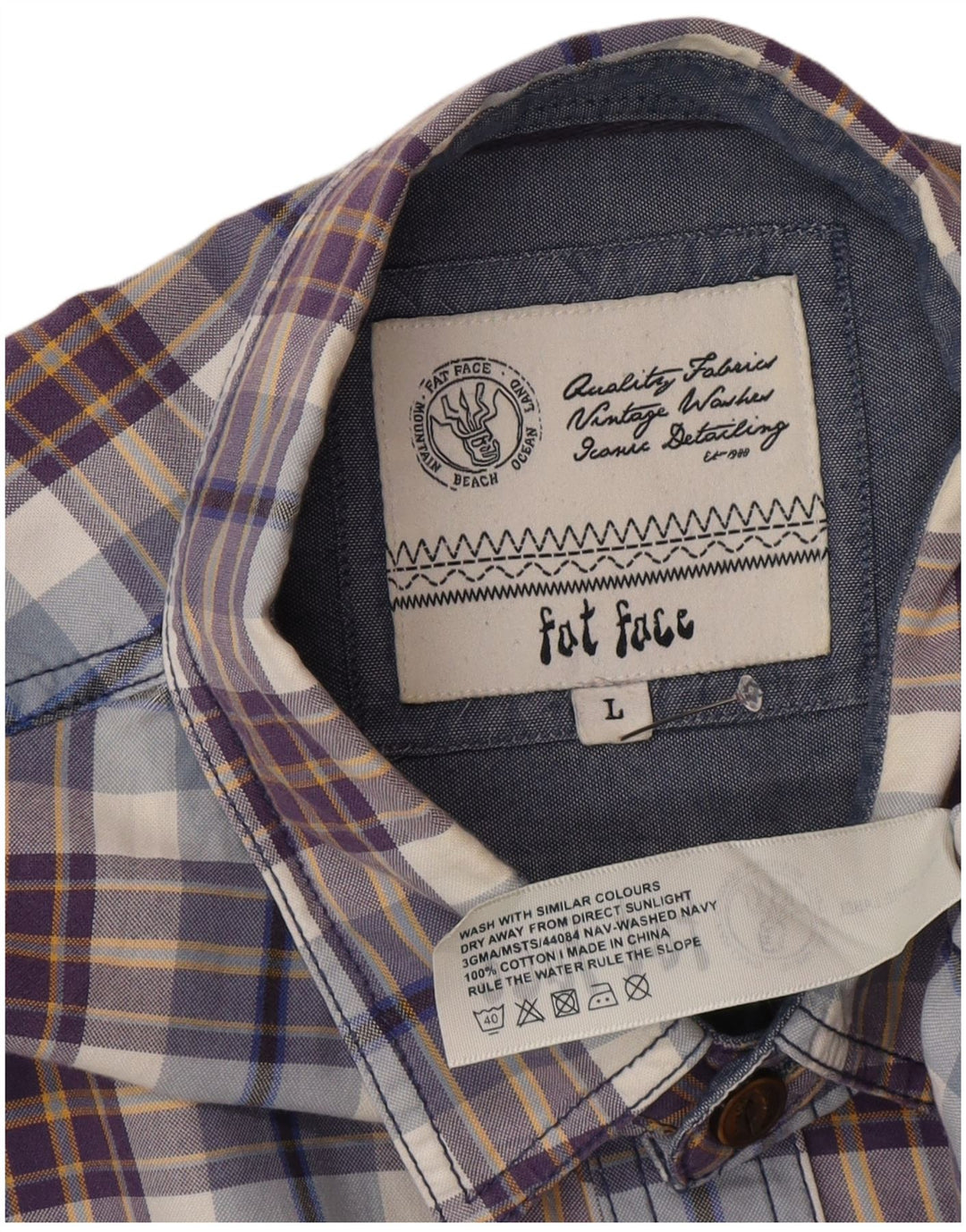 Fedt ansigt herreskjorte stor blå ternet bomuld