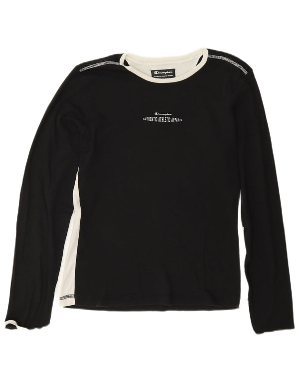 Champion Dame Grafisk Top Langærmet UK 18 XL Sort Bomuld Sports