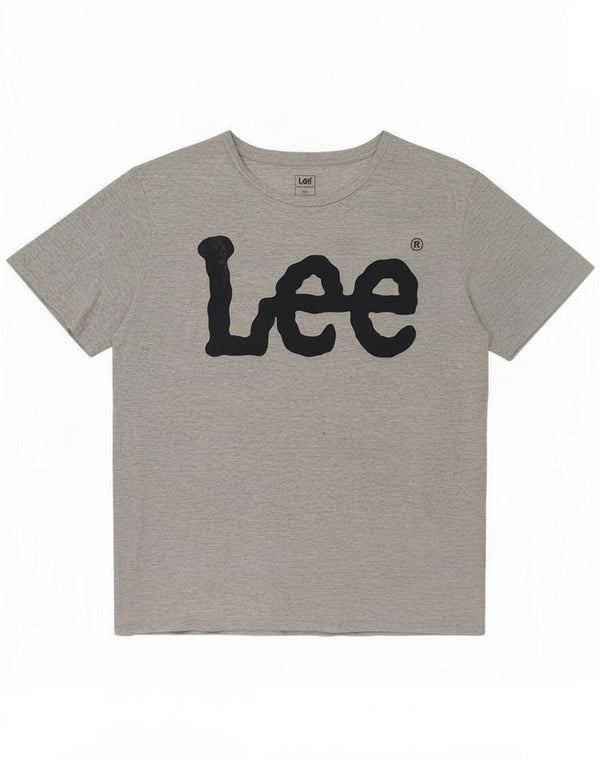 Lee Dame Grafisk T-Shirt Top UK 20 2XL Grå Bomuld