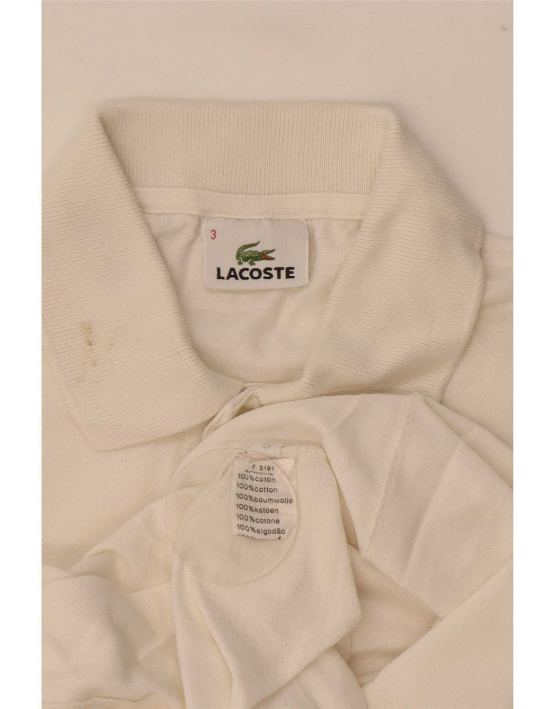 Lacoste Herre poloskjorte str. 3 Lille hvid bomuld