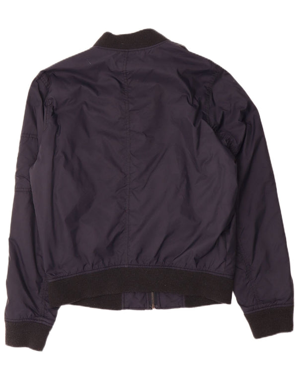 Hollister Herre Bomber Jacket UK 38 Medium Navy Blue Polyester