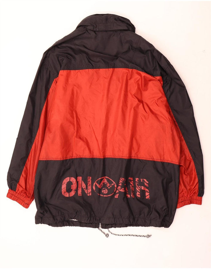 Vintage Herre grafisk regnjakke UK 42 XL Rød Colourblock Polyamid