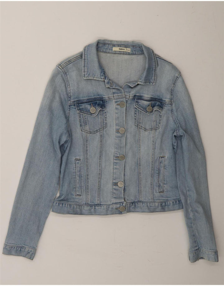 OASIS Womens Crop Denim Jacket UK 14 Medium Blue Vintage Oasis and Second-Hand Oasis from Messina Hembry 
