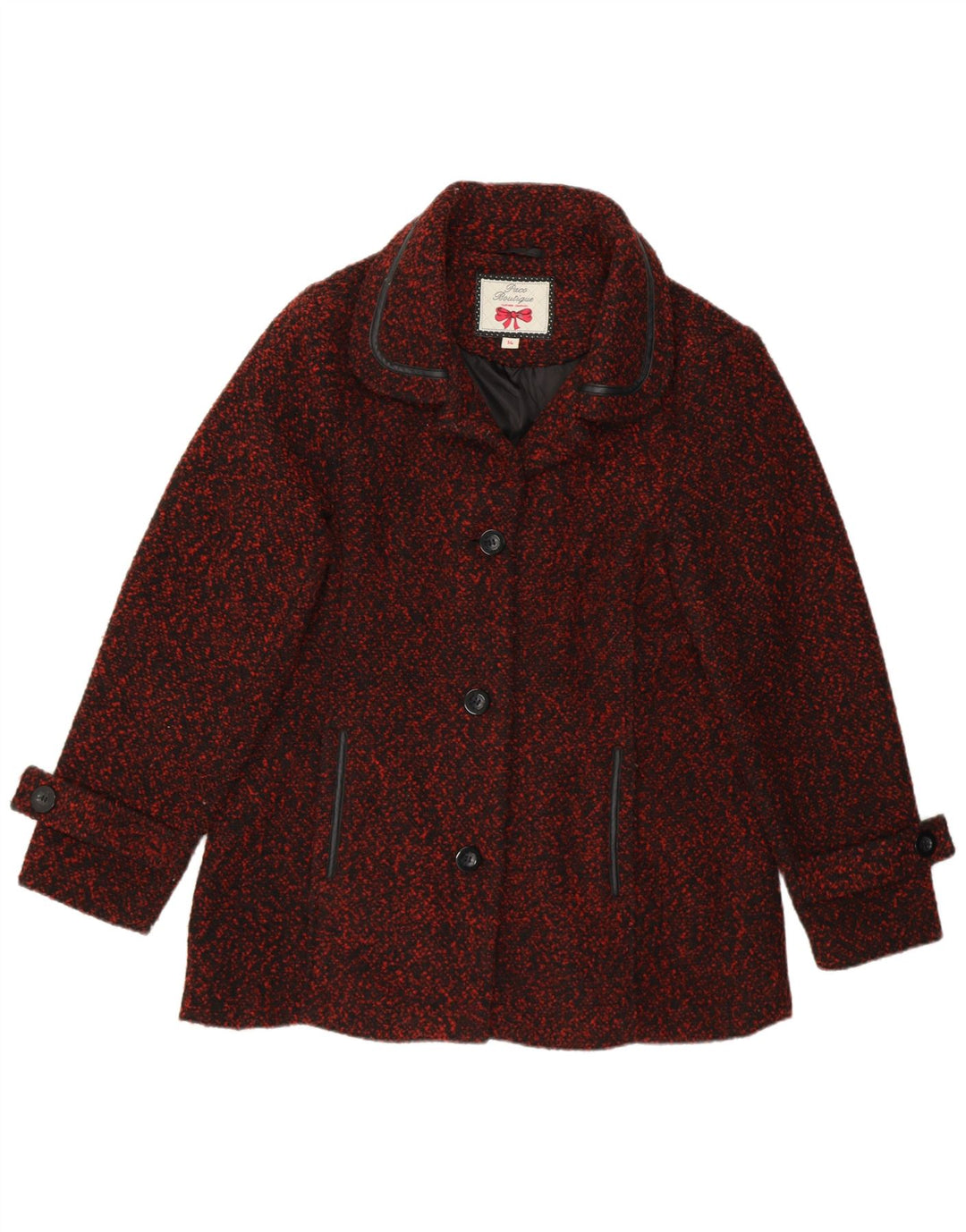 Paco Boutique Damejakke med 3 knapper UK 14 Medium Burgundy Polyester