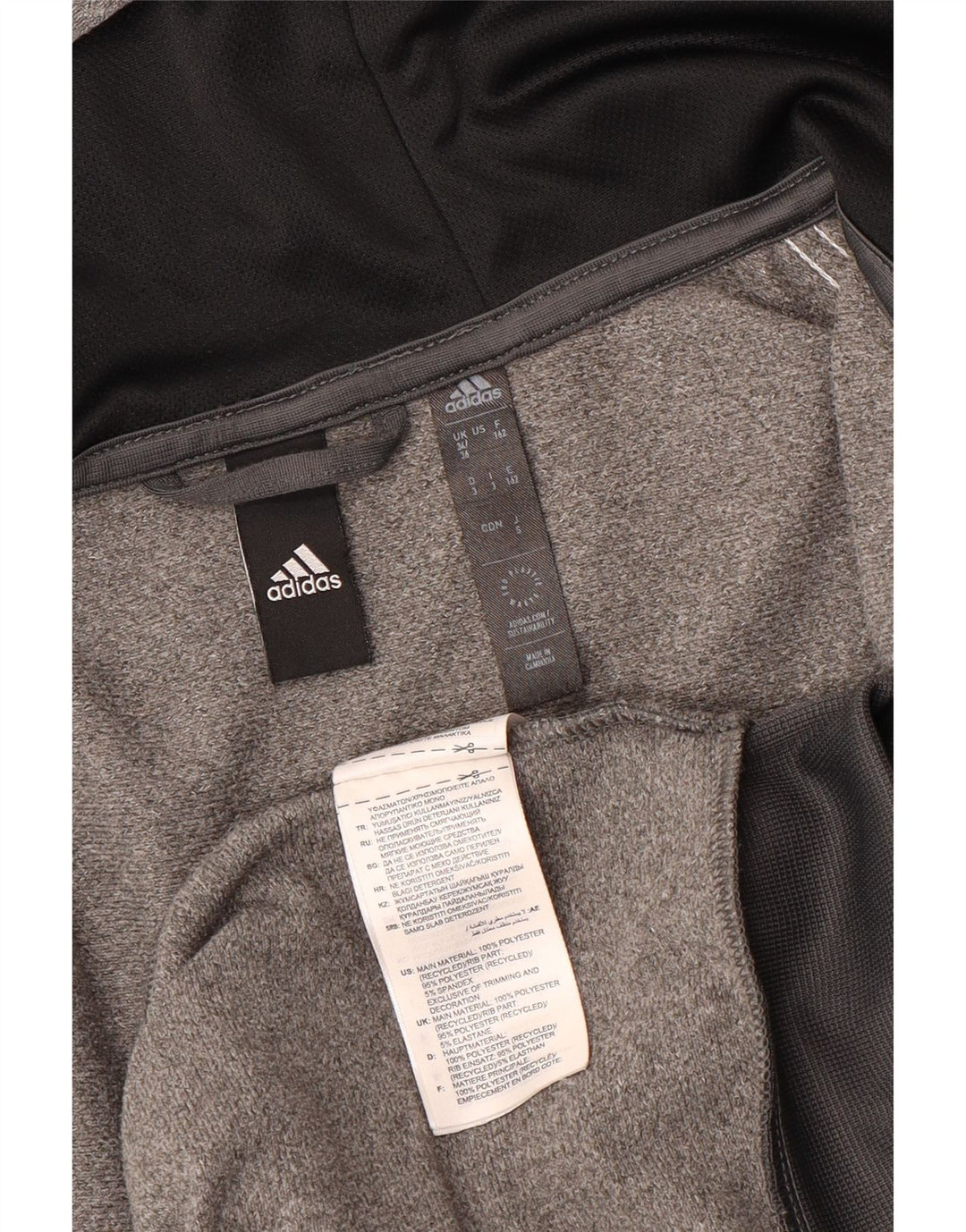 Adidas Mens Zip Hoodie Sweater UK 34/36 Small Grey Polyester