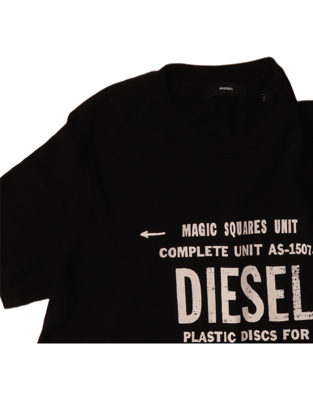 DIESEL Herre Grafisk T-Shirt Top XL Sort Bomuld