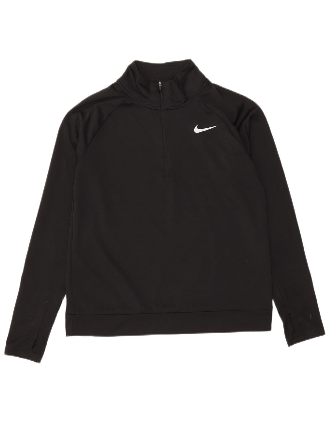 NIKE Dame Dri Fit Pullover med lynlås-hals Træningsdragt Top UK 10 Lille Sort