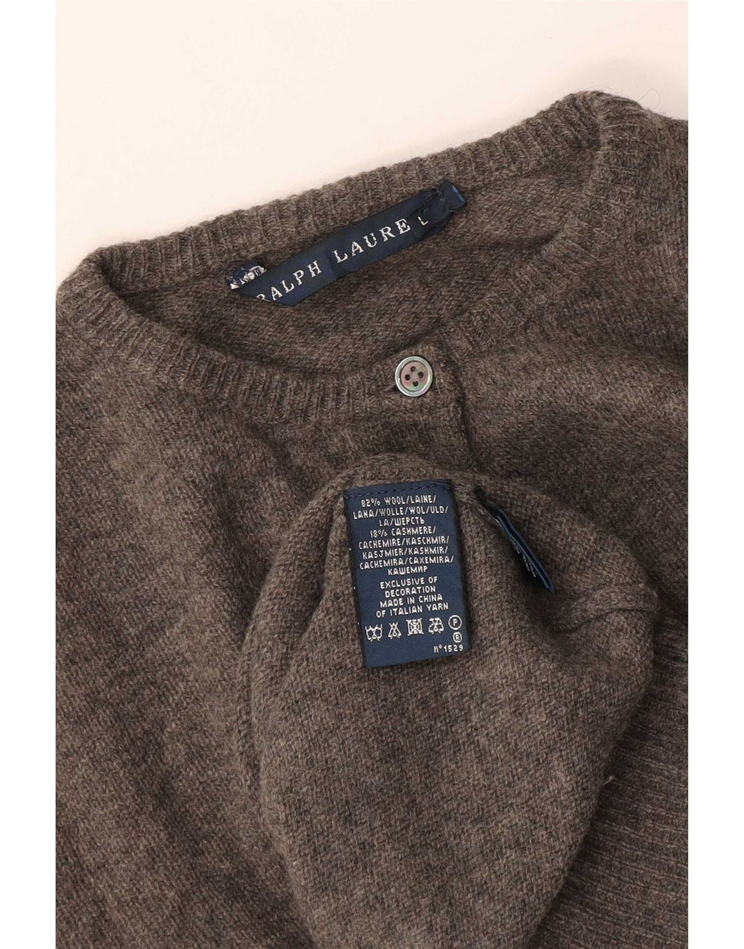 Ralph Lauren Dame Cardigan Sweater UK 16 Stor Grå Uld