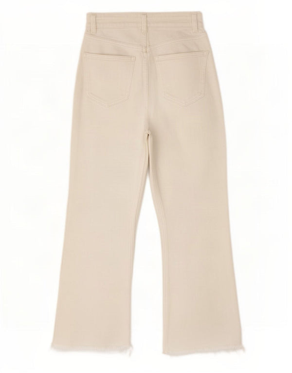 Zara Dame Crop Bootcut Jeans EU 34 2XS W24 L25 Hvid