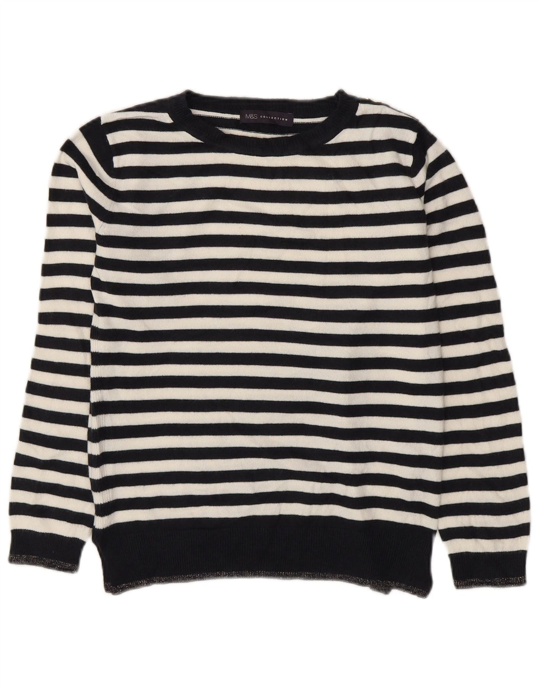 Marks & Spencer Dame Boat Neck Jumper Sweater UK 8 Small Navy Blue