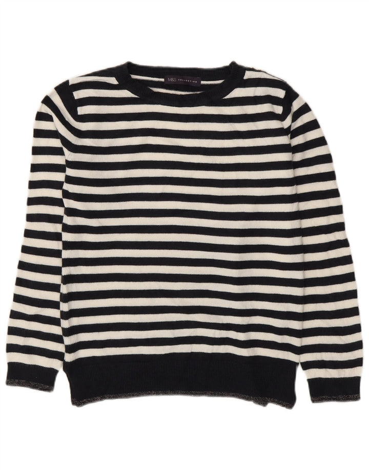 Marks & Spencer Dame Boat Neck Jumper Sweater UK 8 Small Navy Blue