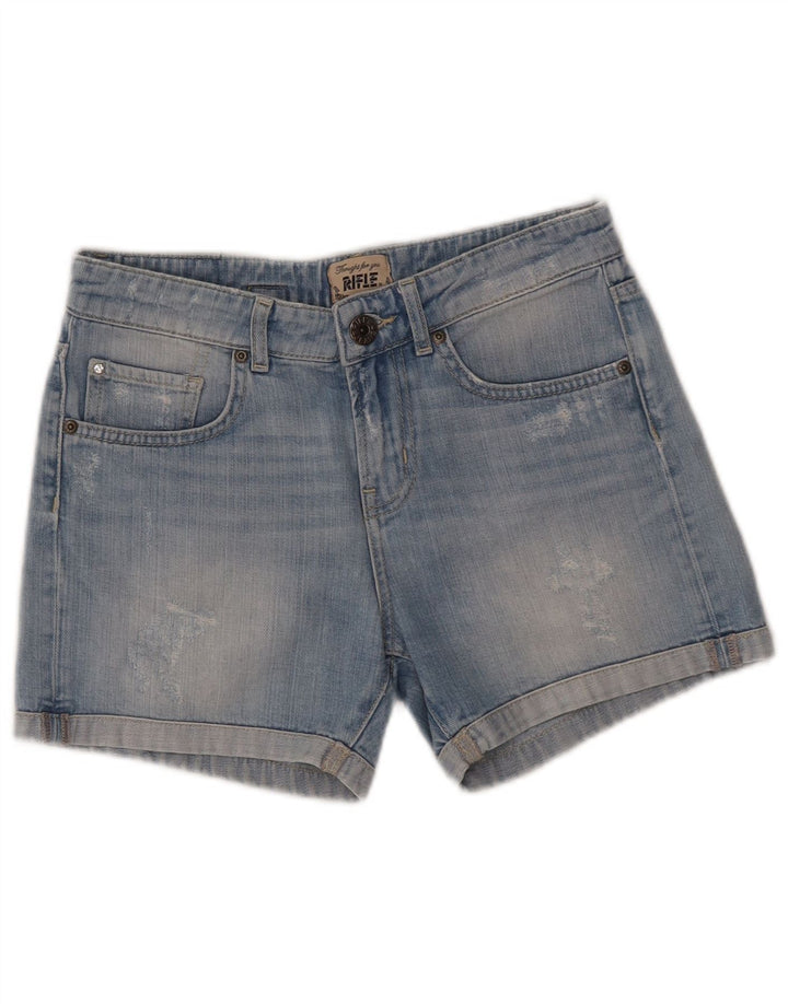Rifle Dame Distressed Denim Shorts W25 XS Blå Bomuld