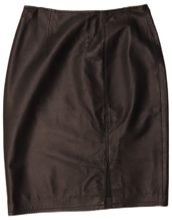 Vintage Womens Leather Skirt W26 Small Black