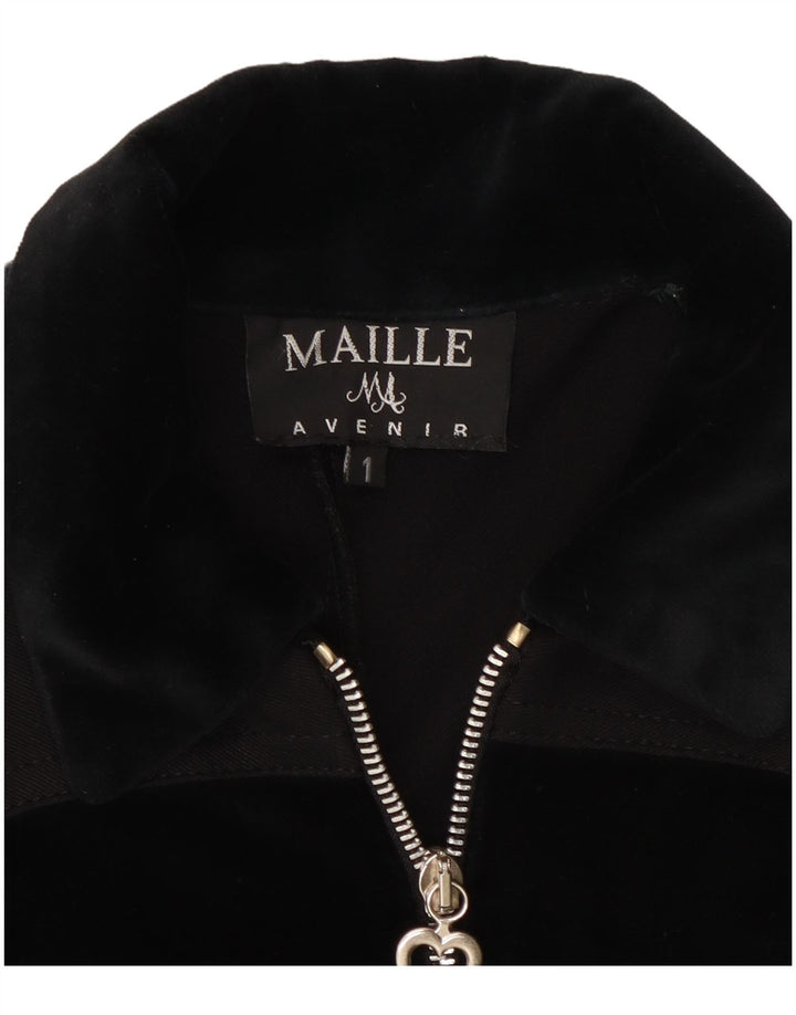 Maille Dame Blouson Jacket UK 8 Small Black Colourblock Nylon