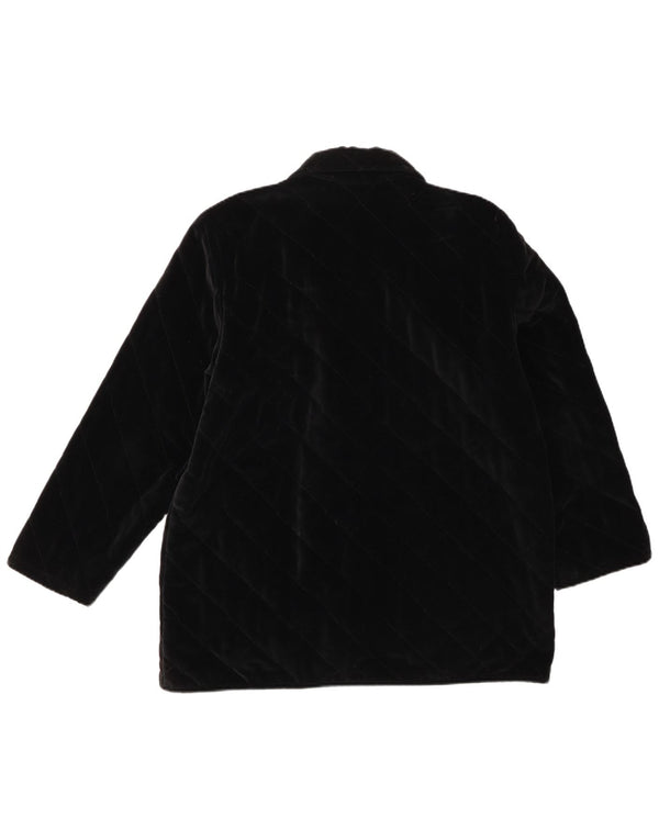 Andrea Mare Womens Velvet Oversized Quiltet Jakke UK 10 Small Black Bomuld