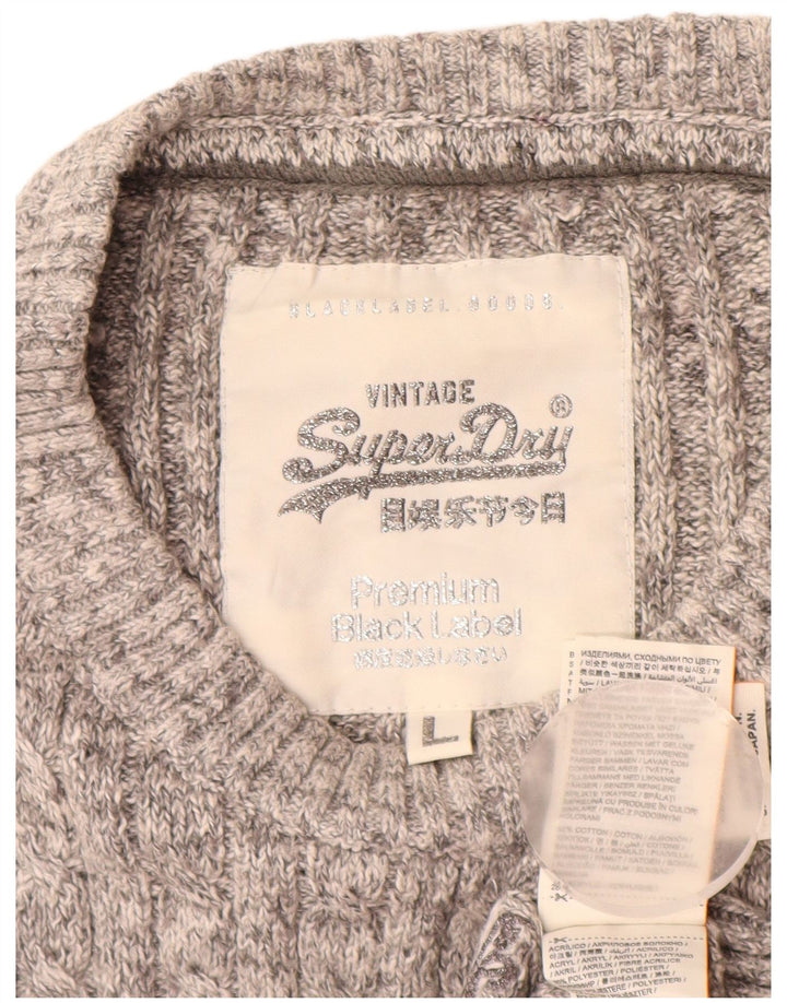 SUPERDRY Dame Boat Neck Sweater UK 14 Large Grey Flecked Bomuld