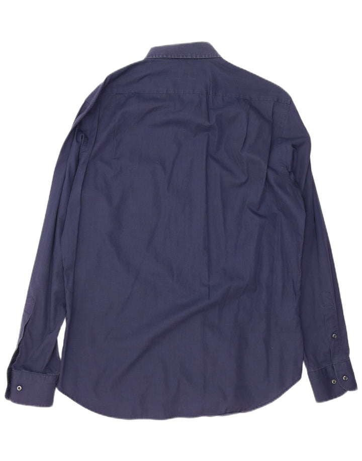 HUGO BOSS Mens Shirt Size 40 15 1/2 Medium Navy Blue Cotton