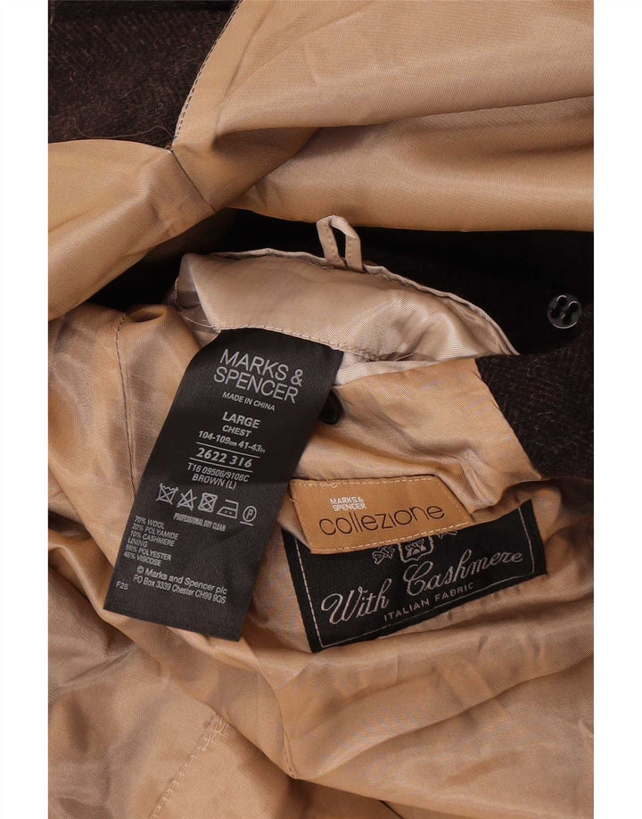 Marks & Spencer Herre Overfrakke UK 40 Stor Brun Uld