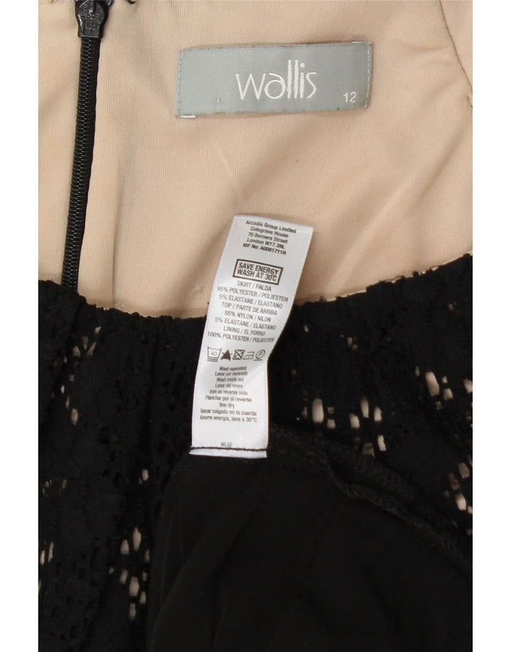 WALLIS Dame Ærmeløs Bodycon Kjole UK 12 Medium Sort Polyester