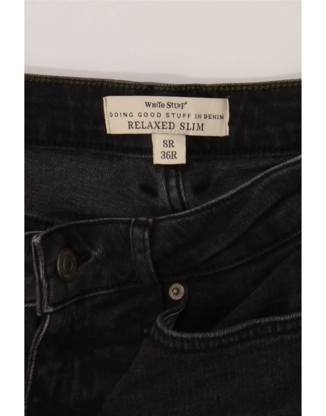 White Stuff Womens Relaxed Slim Jeans UK 8 Small W26 L28 Black Bomuld