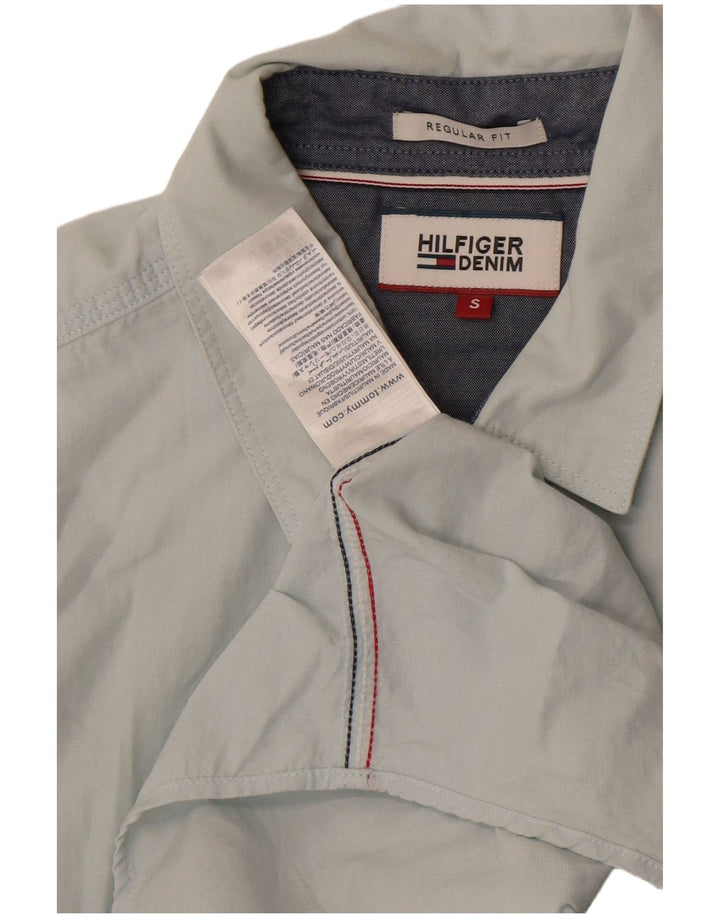 Tommy Hilfiger kortærmet herreskjorte lille blå bomuld
