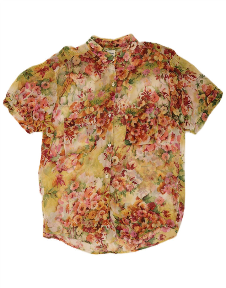 BENETTON Kortærmet skjortebluse til kvinder IT 46 Stor flerfarvet blomster
