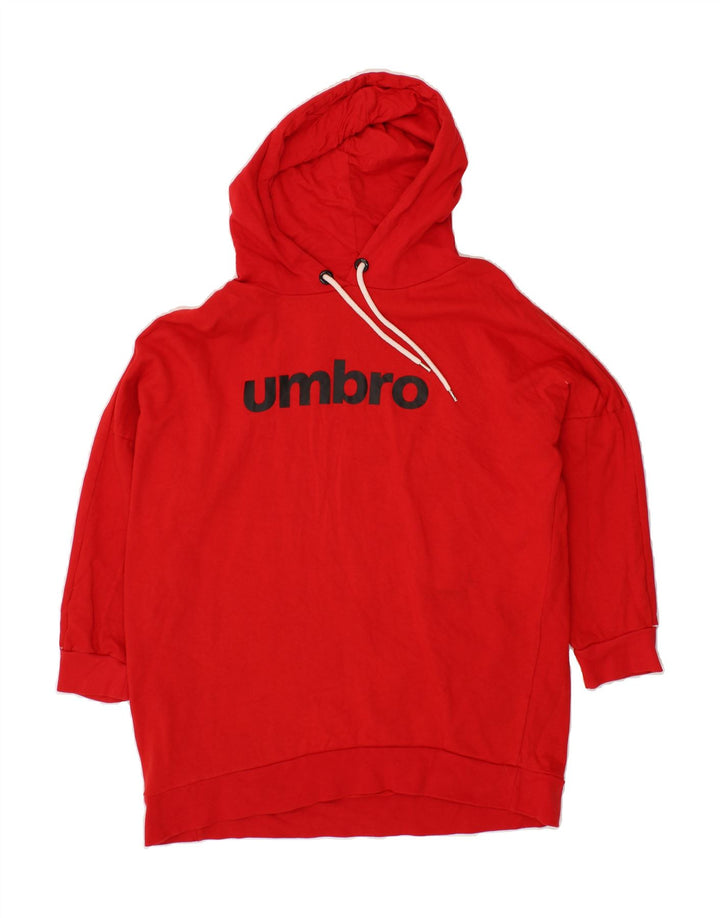UMBRO Womens Oversized Graphic Hoodie Jumper UK 14 Medium Red Cotton Vintage Umbro and Second-Hand Umbro from Messina Hembry 