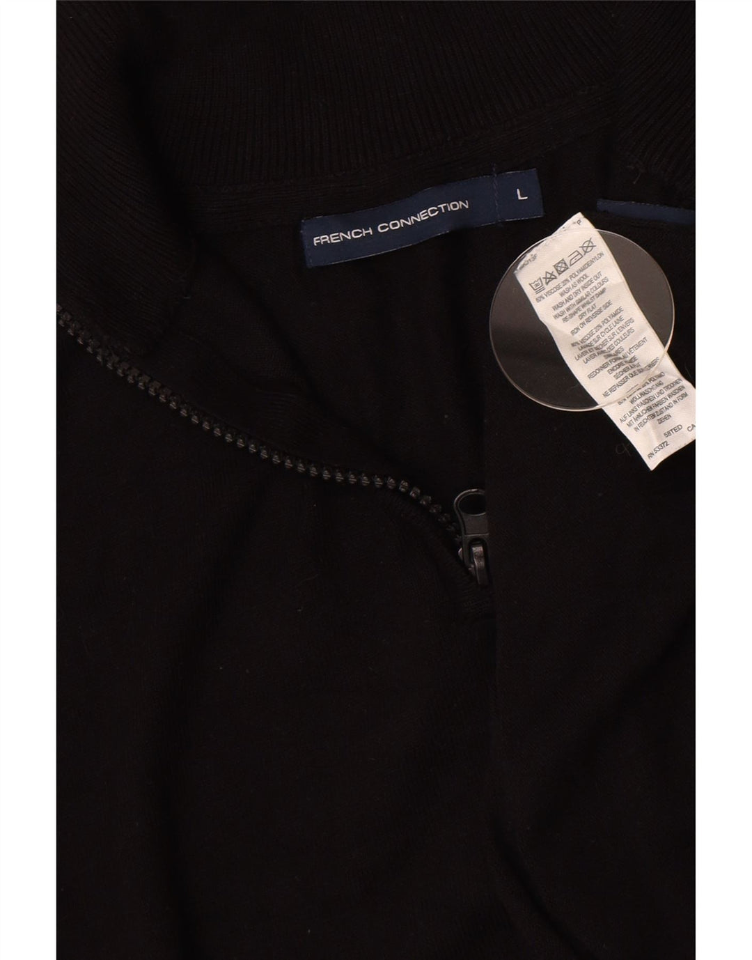 French Connection Herre Zip Neck Jumper Sweater Stor Sort Viscose