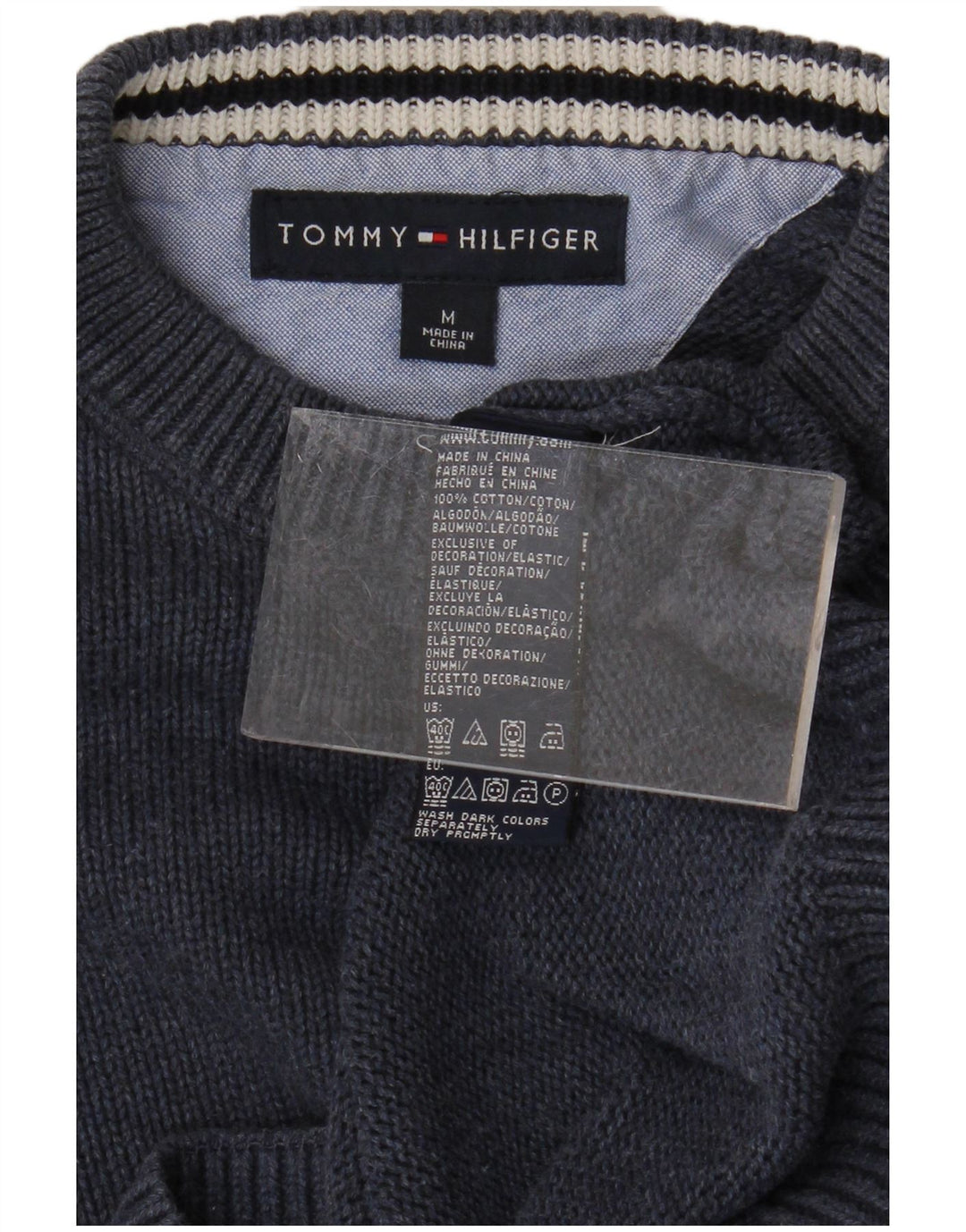 TOMMY HILFIGER sweater med rund hals til mænd mellem marineblå bomuld